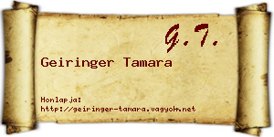 Geiringer Tamara névjegykártya